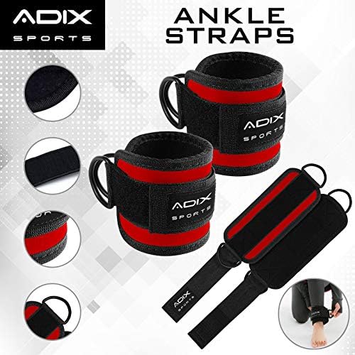 ADIX Sports - par naramenica za gležnjeve za kablovske mašine podstavljene manžetne za teretanu za povratne udarce, vježbe gluteusa,