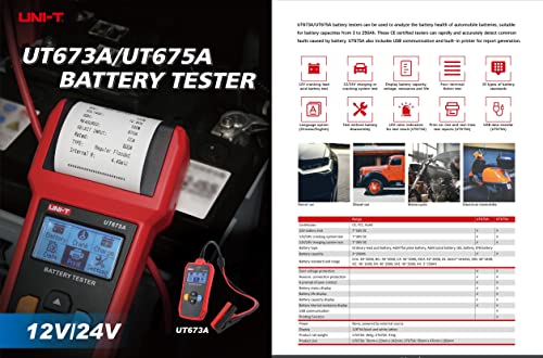 UNI-T UT675A Tester za bateriju 30Ah do 200Ah Ispis On-line i izvještaji o testu u stvarnom vremenu Prikažite kapacitet baterije,