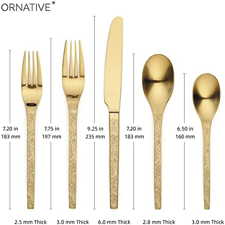 20 komad mat zlato reljefni uzorak ručka srebrninu Set, Ornative Eve Flatware pribor za jelo Set usluga za 4, uključuje noževe, viljuške,