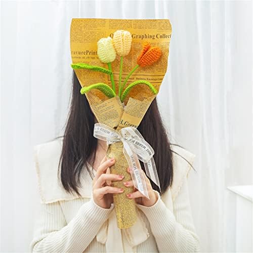 Uxzdx CUJUX ručno pletena pređa kukičanje tulipana umjetno cvijeće buket za vjenčanje dekoracija doma vrt dekor