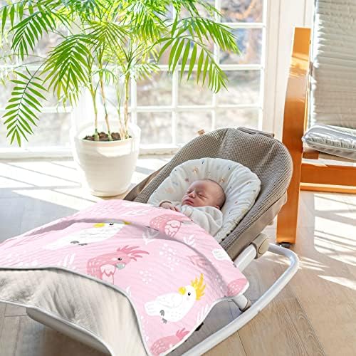 Swaddle pokrivač papagaj kakatoo pamučni pokrivač za dojenčad, primanje pokrivača, lagana mekana prekrivačica za krevetić, kolica,