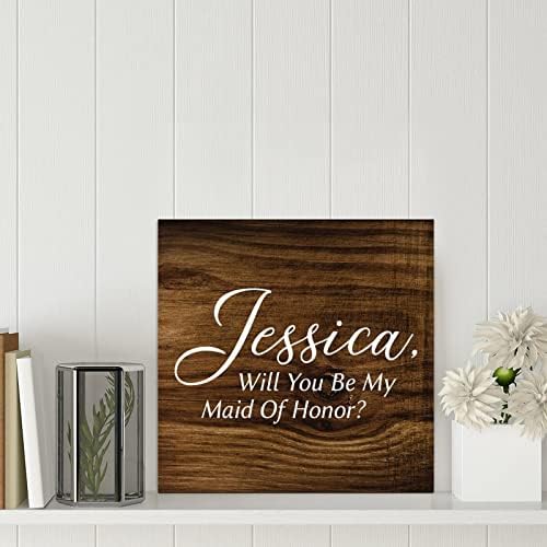 Littlerove sjemenke moderno rustikalno drveno paletar je Jessica, hoćete li biti moja sluškinja časti drveni znakovi 8x8in Farmhouse
