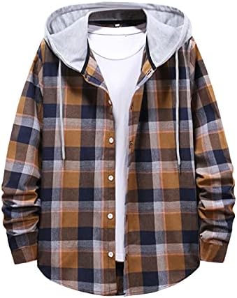 Wocachi muške košulje sa kapuljačom Ležerne prilike dugih rukava, paseni zimski modni gumb dolje Flannel majice