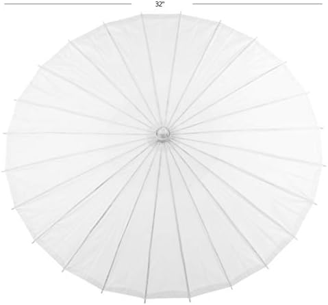 Koyal Veleprodaja suncobrana od 32-inčnog bijelog papira u skupno 48-pakovanju orijentalnog kišobrana za vjenčanje, zabavne favorize,