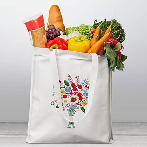 Ywnyt komplet za vezenje platnene torbe od 2 pakovanja, kompleti za ukrštene šavove sa uzorkom cvijeća personalizirani kompleti za