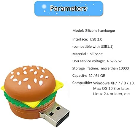64GB USB fleš pogon Hamburger u obliku brtlterclamp Novelty USB pogon palac pogon Memory Stick za vanjsku pohranu podataka
