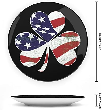 Američka zastava Irska Shamrock St Patricks Dan smiješna kost Kina Dekorativna ploča okrugla keramičke ploče zanat sa zaslonom za