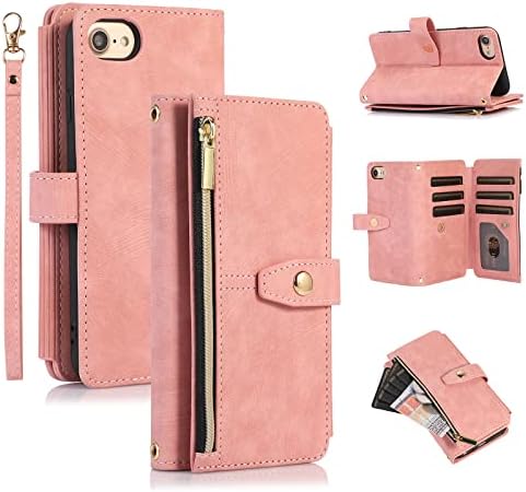 UEEBAI Crossbody torbica za novčanik za iPhone SE3  5G / iPhone  7 / iPhone & nbsp;8 / iPhone & nbsp;SE2, 9 slotova za kartice podesivi