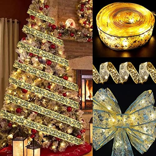 Shining Ribbon Fairy Lights 16.4 ft LED Božić svjetla dekoracija Glow Ribbon svjetla za Božić drvo Božić Vila žičana svjetla DIY čipkasti