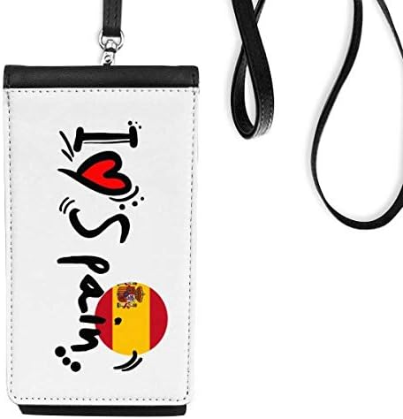 Volim Španiju Word Flag ljubav Ilustracija Telefon novčanik torbica Viseće mobilne torbice Crni džep