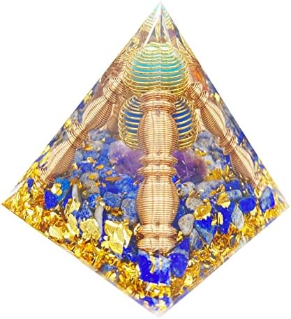 Banbukes Chakra Orgone Pyramid Crystal, EMF Kristalna piramida za intuiciju i komunikaciju Kristali Dekor, Aquamarine & Lapis Lazuli
