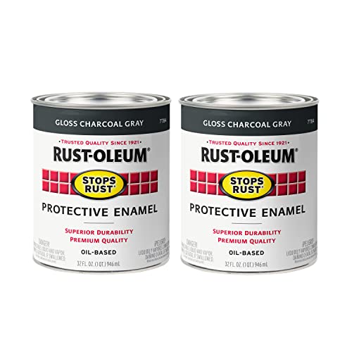 Rust-Oleum 7784502-2PK zaustavlja četkicu za hrđu na boji, 1 kvartu, sjajnog uglja sive, 2 limenka