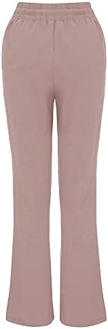 MELDVDIB ženske Ležerne pantalone sa vezicama sa širokim nogama elastične Lounge visokog struka lanene pantalone labave udobne pantalone