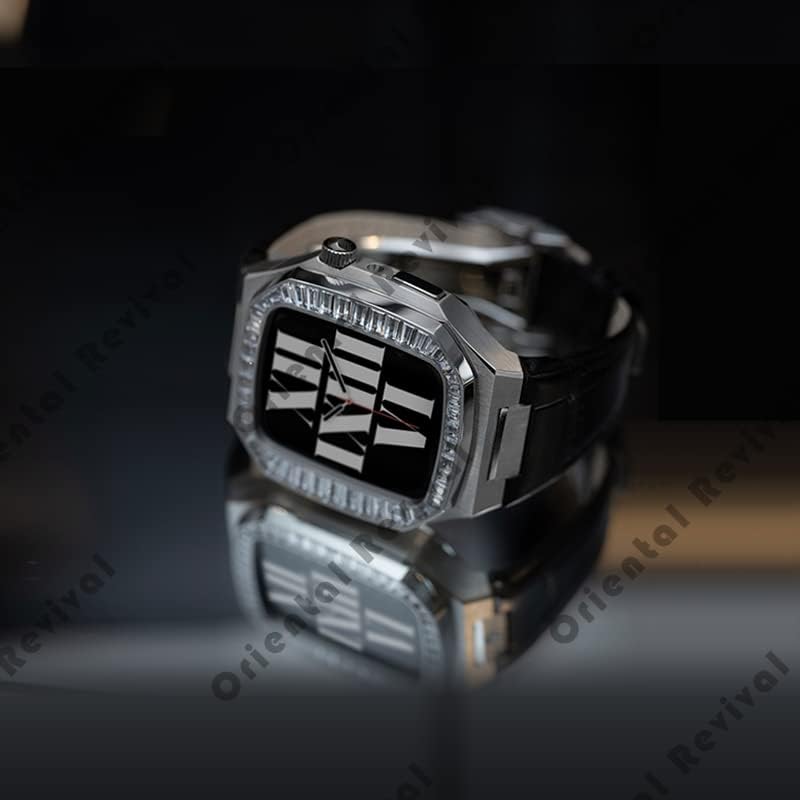 CNHKAU Zircon Modifikacijski komplet za modifikaciju, kompatibilan sa Apple Watch SE 44mm od nehrđajućeg čelika kavez za iWatch 6