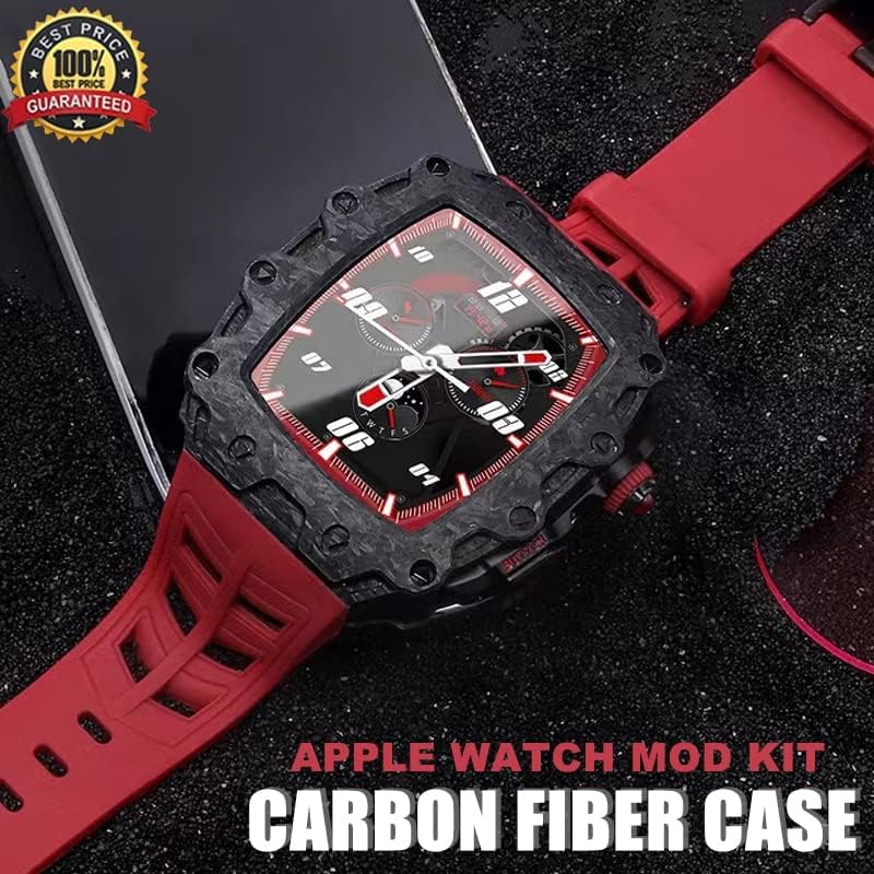 Velore Najnoviji luksuzni karbonski vlakno modifikacijski komplet za Apple Watch Band Case 7 6 45 mm futrola od nehrđajućeg čelika