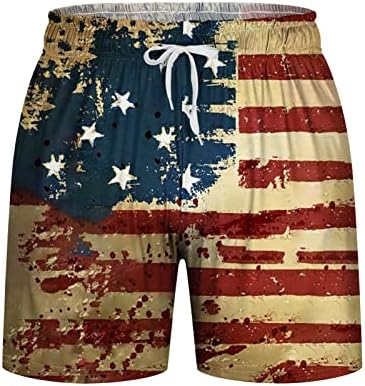PIMOXV 4. srpnja kratke hlače za muškarce Američka zastava Štamparije Shorts Fitness Elastični pojas za strugu Kratke kratke na plaži