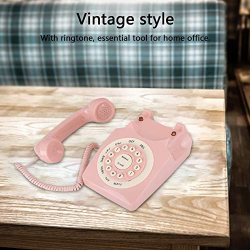 Antikni telefon, kabeli ružičasti ožičeni retro telefon za ured za dom