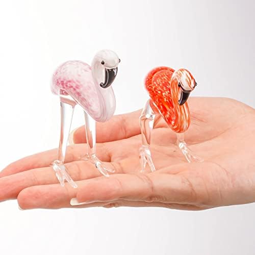 QFKris QF ručno rađene staklo Flamingos Love Token Art Staklo Puhane životinjske figurice, pakovanje od 2