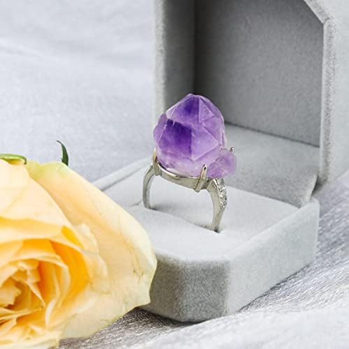 Suweile jjst Prirodni ametist kristalni prsten za muškarce i žene Kameni nakit ukras vjenčani pokloni zacjeljivanje Meditacija Dekoracija