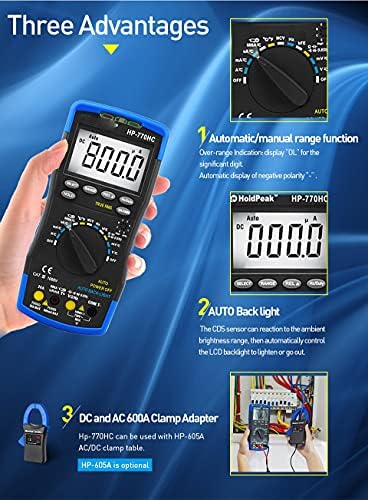 Slatiom digitalni automatski raspon Multimeter AC DC napon mjerni temperatura / frekvencija / dužnost ciklus / istinita