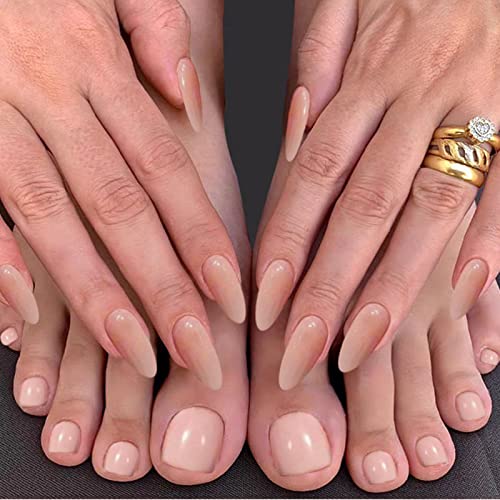 YOSOMK 48pcs Pink Nude Press on Nails & nokti na nogama žele kratki akril lažni vrhovi za nokte Fingers Press ons ljepilo na noktima