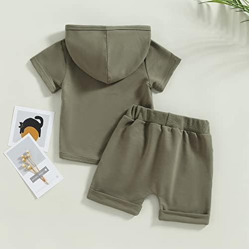 TODDLER Baby Boys Ljeto odijelo HOODIE HORTS Outfits Kratki rukav džepna majica sa kapuljačom i šorc setovi odjeće