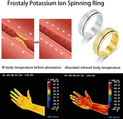 Kudias Frostaly kalijum ionski prsten, kalijum ion Spinni prsten, fidgetski prsten za anksioznost šareni prstenovi od nehrđajućeg