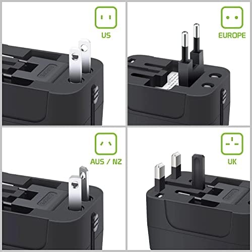 Plue USB Plus International Power adapter kompatibilan sa MicroMax Bolt Q381 za svjetsku energiju za 3 uređaja USB Typec, USB-a za