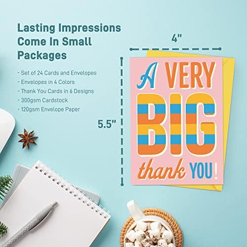 S & amp;O kartice za zahvalnost zaposlenih sa kovertama u Pop boji - kutije zahvalnice za rukom pisane bilješke - kartice za zahvalnost