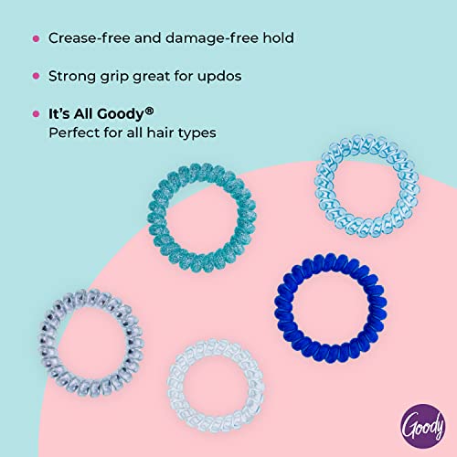 Goody Blue Trend Hair Coils-5 Count-bez zuba Jelly Bands Repailers for Women, Teens & amp; Girls to Styling & amp; Keep your Hair