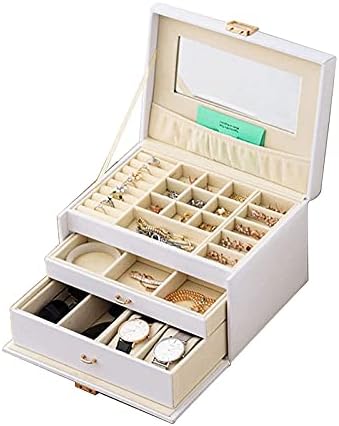 Kutija za nakit Organizator PU kože 3 sloja zrcaličarirani nakit za pohranu sa zaključavanjem prijenosni prstenovi sat Organizator