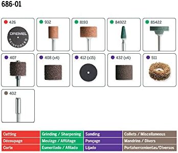 Dremel 686-01 31 komplet rotacionog alata za brušenje i brušenje - uključuje brusne bubnjeve, brusne kamenje, abrazivne navlake, rezne