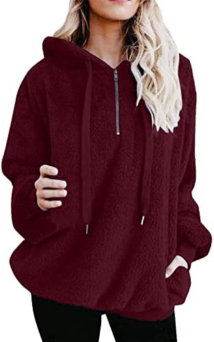 Ženski povremeni puloveri Lagani Fleece Dukserice Četvrt Zip Duksevi Soft elegantno toplim gornjim trošenjem sa gamašima