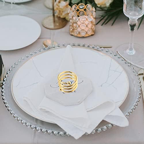 Topbathy Zlatni salvetinski set: 4pcs Metal salvetinski prsten za trpezarijski trpezarijski prsten za vjenčanja, recepcije, večera,
