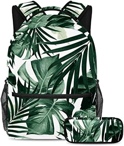Tbouobt putni ruksak set lagan laptop casual ruksak za žene muškarci, akvarel tropski list zeleni