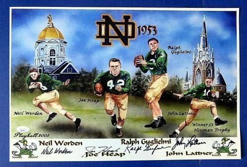 1953. Notre Dame Fudbal potpisan 12x18 Litho 4 Autos W John Lattner ~ JSA KK4774 - AUTOGREMENI KOLEGE ART