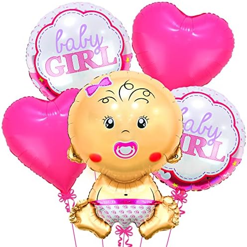 Katchin, Baby Girl Balloons Set - 27 inča, paket od 5 | Djevojčica za bebe tuširanje | Spol Otkrijte balone, dobrodošli baloni za