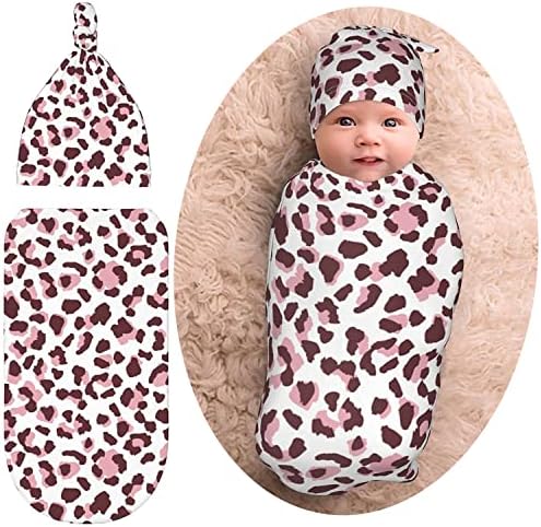 Pink Leopard Baby Stuff Swaddle pokrivač, meka i rastezljiva novorođenčad pokriva za novorođenčad, omotač za swaddle za dječak / djevojku