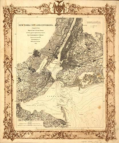 1860 mapa / New York City and Environs / New York / New York NY / New York State / United Stat