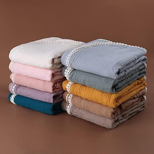 Baby muslin swaddle pokrivač, meka pamučna lagana rasadnik i kolica koja primaju pokrivač za dječake i djevojke, uniseks boja ručnike