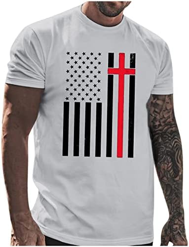Muška vintage američka zastava uzorka majica 4. jula američka zastava Grafički casual kratkih rukava, ljetna patriotska bluza