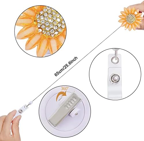 2pcs Rhinestone Sunflower Badge Reels Uvlačiva značka naziv oznaka držač kolut sa Aligator kopčom najlonski kabl id značka kolut na