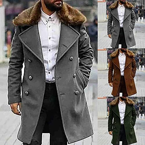 Muški zimski kaput za zimske kapke FAUX Krzneni ovratnik gornji kaput Dvostruki poslovni kaput dugi grašak