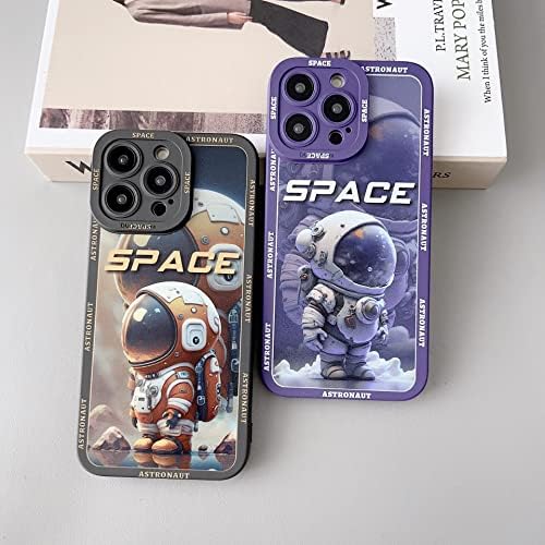 Dliidca Cartoon Cute Anime Astronaut Telefon za telefon za iPhone 12 Pro Max Case, Crni mekani silikonski međuspremnik Shopootf futrola