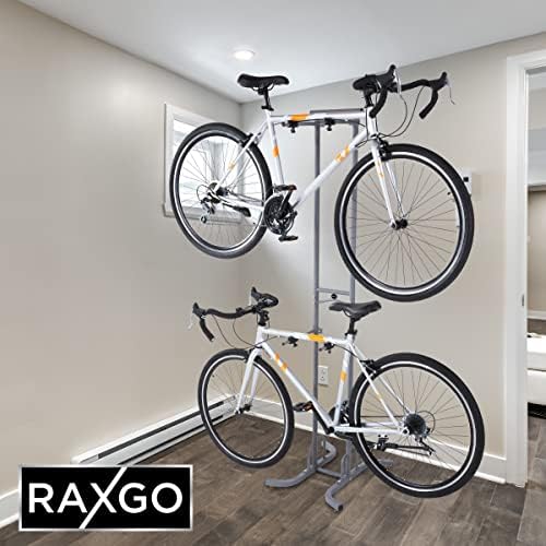 Raxgo stalak za garažu za bicikle, podni stalak za garažu za bicikle 2, Samostojeći, podesive kuke, za brdske & amp; cestovne bicikle,