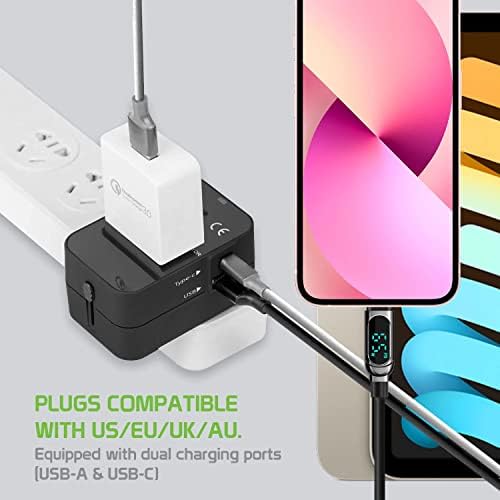 Putovanje USB Plus International adapter kompatibilan sa Blu Studio 6.0 LTE za svjetsku energiju za 3 uređaja USB Typec, USB-a za