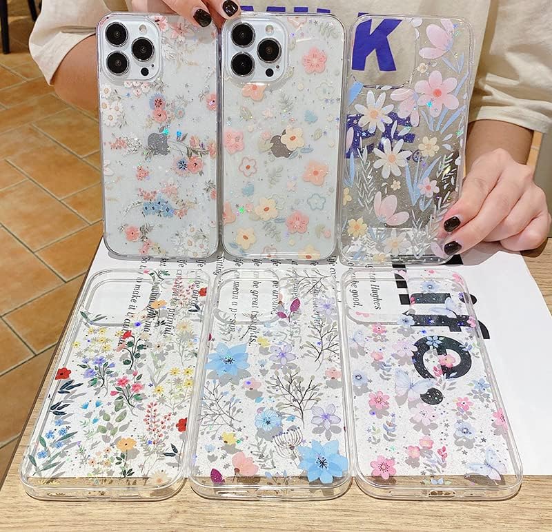 Ykybhx Glitter Bling Flower futrola za iPhone XS / iPhone Xs, iPhone Xs Case Cute Clear Flower Silikonski Meki TPU poklopac tanka