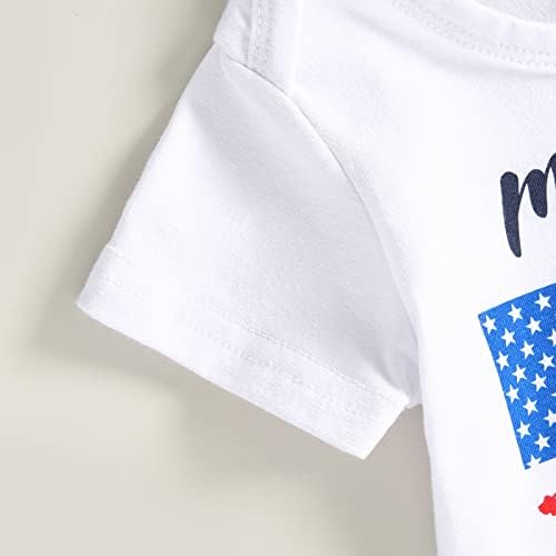 Moja prva četvrta jula Baby Boy Outfit Bodysuit Onesie USA zastava Štampane jogger hlače šešir dolazi kući patriotske odjeće