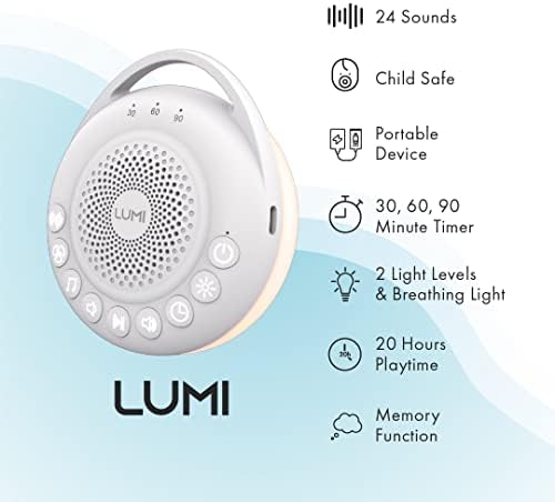 LUMI | Portable white noise Machine | Baby Sleep Aid with 26 Sounds / White Noise Baby / 3 modovi osvetljenja / funkcija memorije