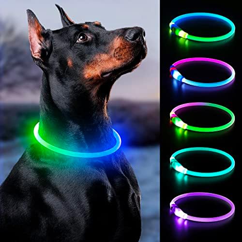 Bpawser Osvijetlite ogrlice za pse LED ovratnik za pse 1 Broj višebojni Micro USB punjivi TPU Glow sigurnosni Osnovni ovratnici za